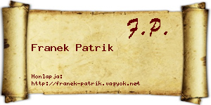 Franek Patrik névjegykártya